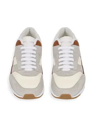 Saint Laurent Men's Bump Sneakers In Nylon, Suede And Leather - White Air Grey And Honey | Thumbnail 3