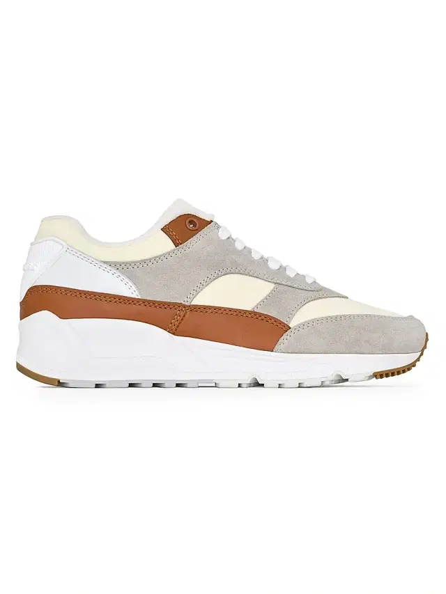 Men's Bump Sneakers In Nylon, Suede And Leather - White Air Grey And Honey Men's Bump Sneakers In Nylon, Suede And Leather - White Air Grey And Honey