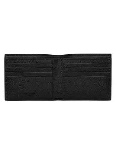 Saint Laurent Men's East West Wallet In Grain De Poudre Embossed Leather - Black | Thumbnail 3