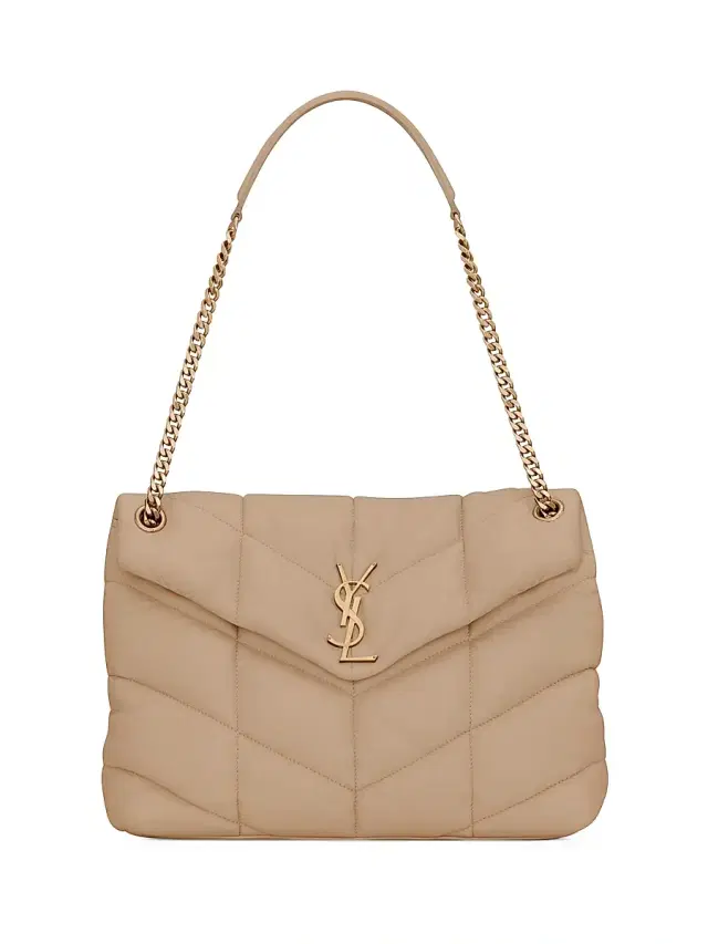 Saint Laurent Women's Puffer  in Nappa Leather - Dark Beige