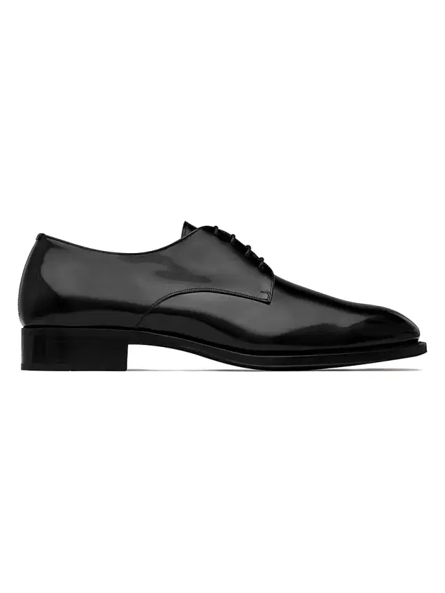 Men's Adrien Derbies in Glazed Leather - Black