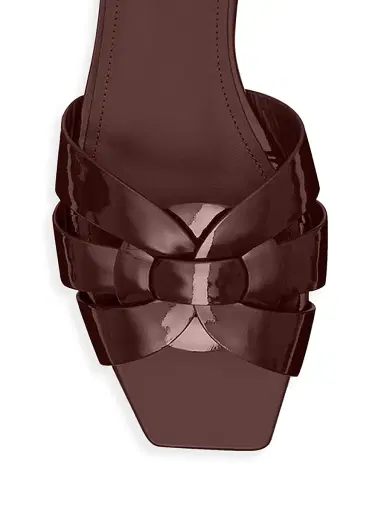 Saint Laurent Women's Tribute Flat Mules in Patent Leather - Barolo | Thumbnail 3