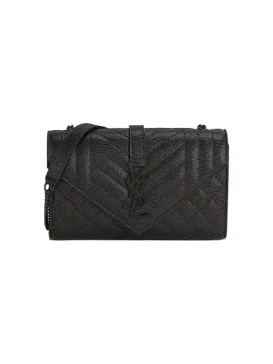 Saint Laurent Women's Envelope Bag In Mix Matelassé Grain De Poudre Embossed Leather - Nero | Thumbnail 1