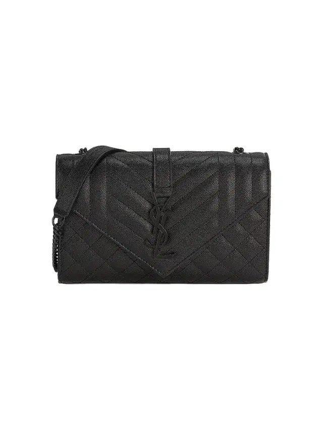 Saint Laurent Women's Envelope  Bag In Mix Matelassé Grain De Poudre Embossed Leather - Nero
