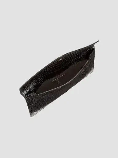 Saint Laurent Women's Uptown Pouch In Crocodile Embossed Shiny Leather | Thumbnail 3