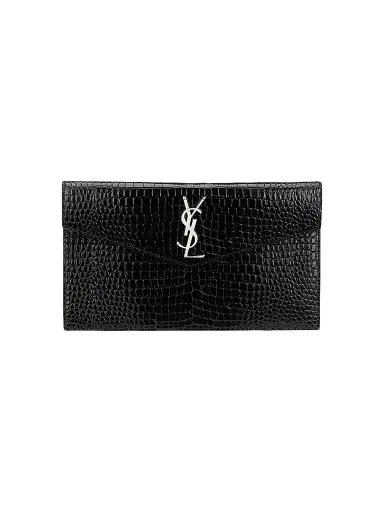 Saint Laurent Women's Uptown Pouch In Crocodile Embossed Shiny Leather | Thumbnail 1