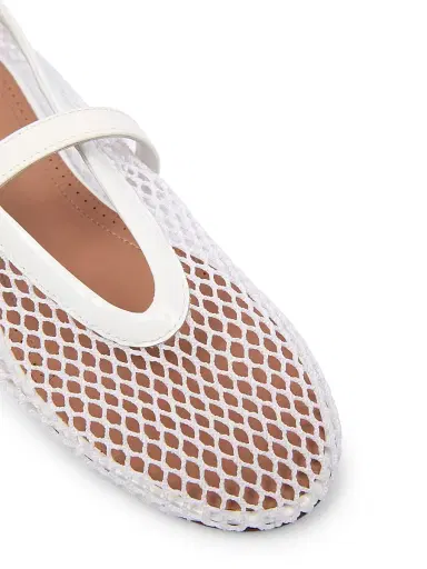 Alaïa Women's Ballerina Strap Fishnet Flats - Blanc Optique | Thumbnail 5