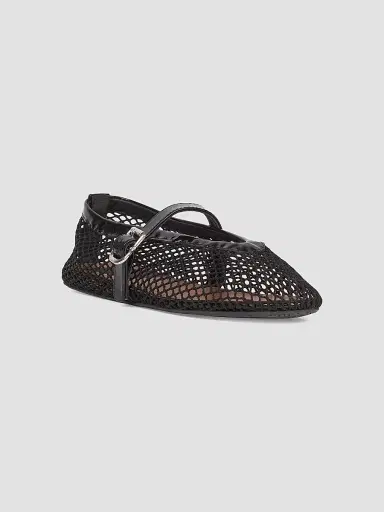Alaïa Women's Ballerina Strap Fishnet Flats - Blanc Optique | Thumbnail 7