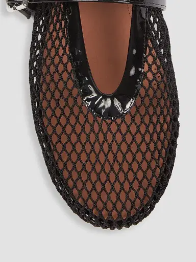 Alaïa Women's Ballerina Strap Fishnet Flats - Blanc Optique | Thumbnail 9