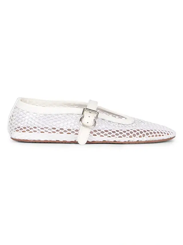 Women's Ballerina Strap Fishnet Flats - Blanc Optique