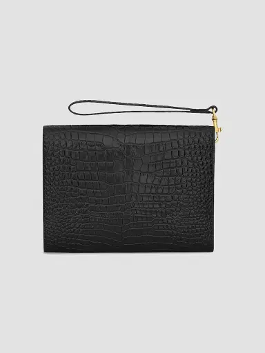 Saint Laurent Women's Cassandre Flap Pouch in Crocodile-Embossed Shiny Leather | Thumbnail 5 Saint Laurent Women's Cassandre Flap Pouch in Crocodile-Embossed Shiny Leather | Thumbnail 5