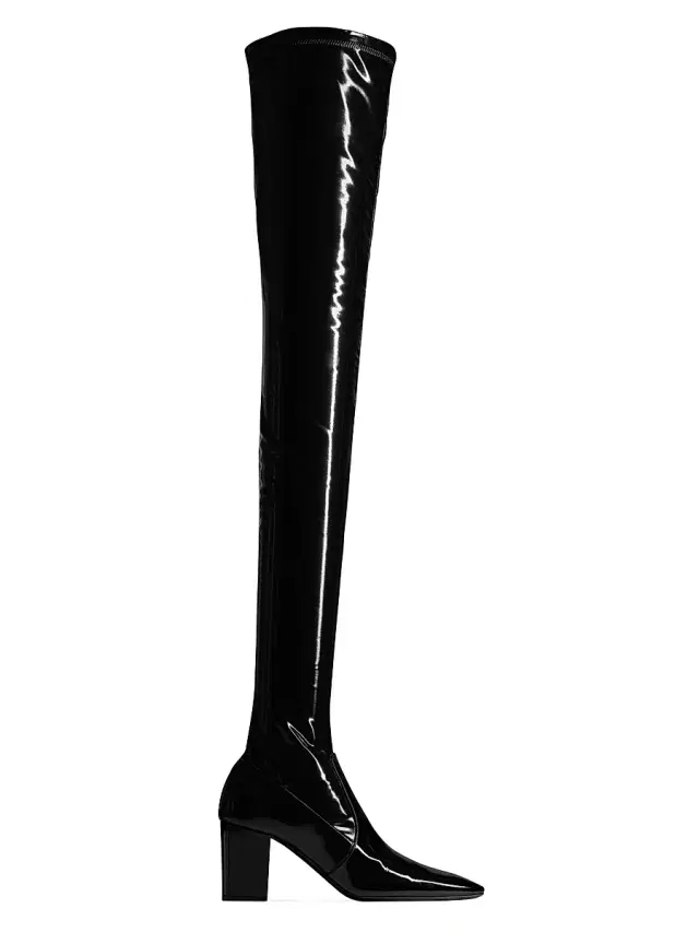 Women's Betty Over-The-Knee Boots In Stretch Vinyl - Black