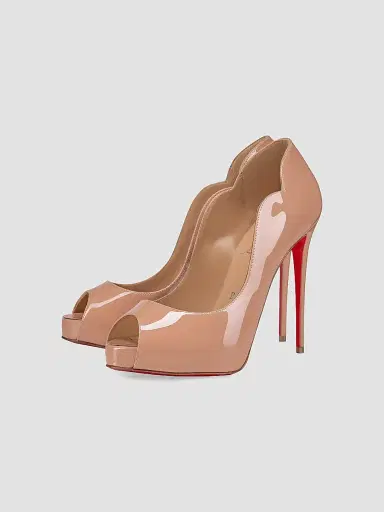 Christian Louboutin Women's Hot Chick Alta 120MM Patent Leather Pumps - Beige - Size 12 | Thumbnail 2 Christian Louboutin Women's Hot Chick Alta 120MM Patent Leather Pumps - Beige - Size 12 | Thumbnail 2