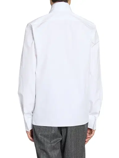 Saint Laurent Men's Cassandre Shirt in Cotton Poplin - Blanc | Thumbnail 6 Saint Laurent Men's Cassandre Shirt in Cotton Poplin - Blanc | Thumbnail 6
