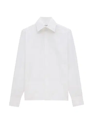 Saint Laurent Men's Cassandre Shirt in Cotton Poplin - Blanc | Thumbnail 1 Saint Laurent Men's Cassandre Shirt in Cotton Poplin - Blanc | Thumbnail 1