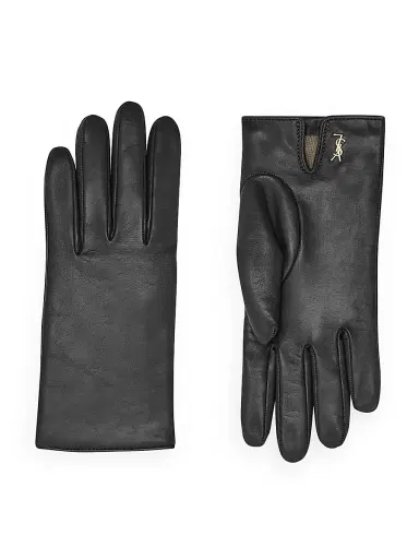Saint Laurent Women's Cassandre Short Gloves in Lambskin and Cashmere | Thumbnail 1