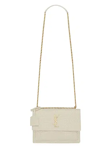 Saint Laurent Women's Medium Sunset Croc-Embossed Leather Shoulder Bag | Thumbnail 1 Saint Laurent Women's Medium Sunset Croc-Embossed Leather Shoulder Bag | Thumbnail 1