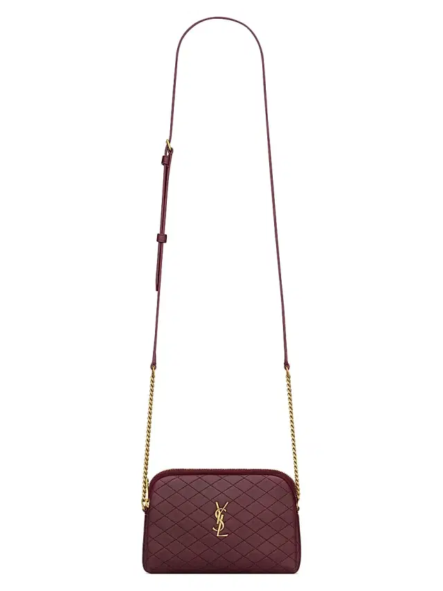 Saint Laurent Women's Gaby Zipped Pouch in Quilted Lambskin - Rouge Cabernet