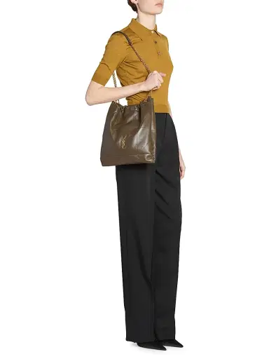 Saint Laurent Women's Jamie 4.3 Pochon in Lambskin Shoulder Bags - Light Musk | Thumbnail 2
