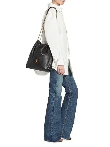 Saint Laurent Women's Jamie 4.3 Pochon in Lambskin Shoulder Bags - Light Musk | Thumbnail 8