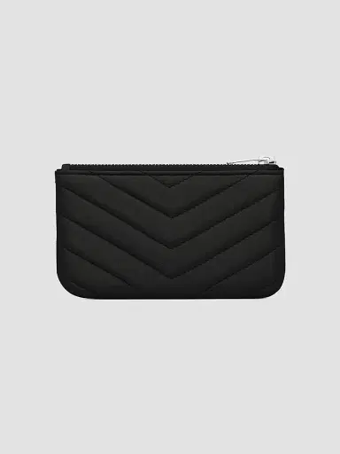 Saint Laurent Women's Cassandre Matelassé Key Pouch In Grain De Poudre Embossed Leather | Thumbnail 2