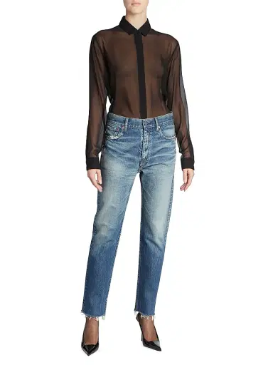 Saint Laurent Women's Straight-Fit Jeans - Authentic Vintage Blue | Thumbnail 2