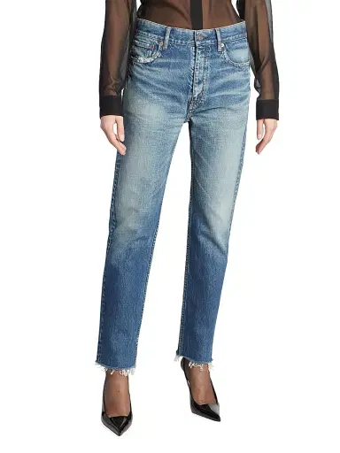 Saint Laurent Women's Straight-Fit Jeans - Authentic Vintage Blue | Thumbnail 3