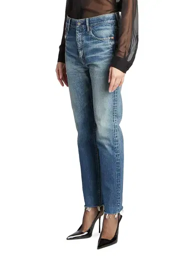 Saint Laurent Women's Straight-Fit Jeans - Authentic Vintage Blue | Thumbnail 4