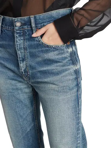 Saint Laurent Women's Straight-Fit Jeans - Authentic Vintage Blue | Thumbnail 6