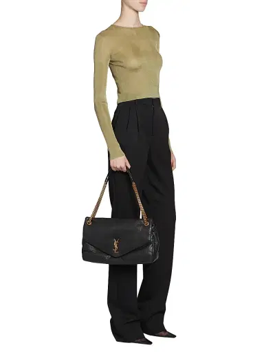 Saint Laurent Women's Calypso Bag in Grained Lambskin - Light Musk | Thumbnail 9 Saint Laurent Women's Calypso Bag in Grained Lambskin - Light Musk | Thumbnail 9