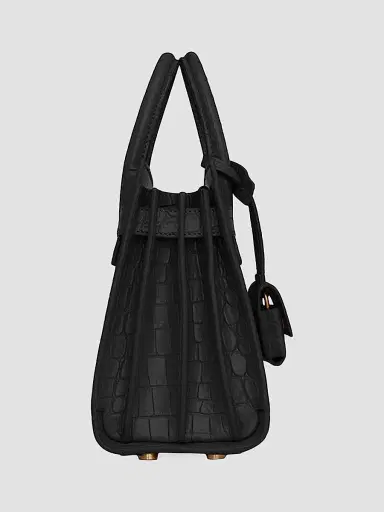 Saint Laurent Women's Sac De Jour Nano Top Handle Bag In Crocodile-Embossed Matte Leather | Thumbnail 4