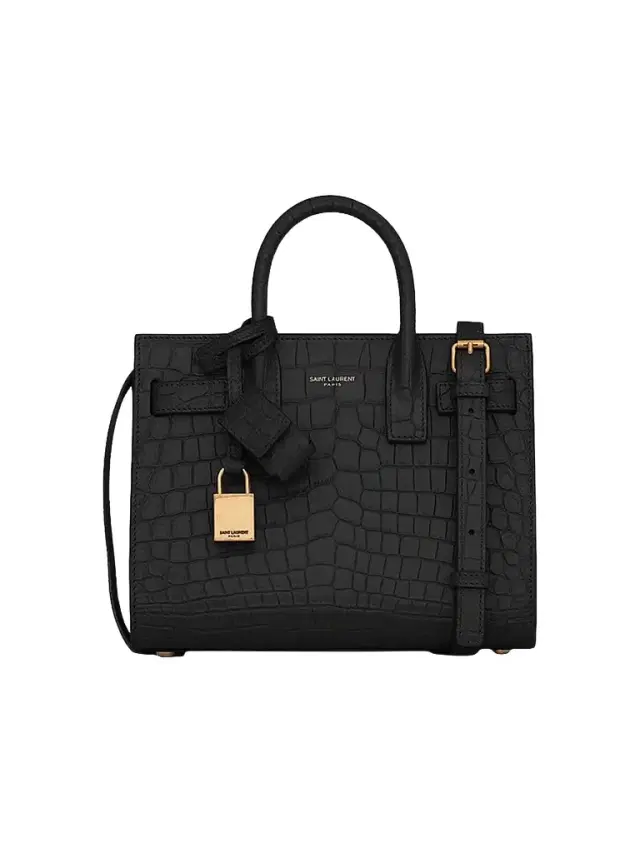 Saint Laurent Women's Sac De Jour Nano Top Handle Bag In Crocodile-Embossed Matte Leather - Black