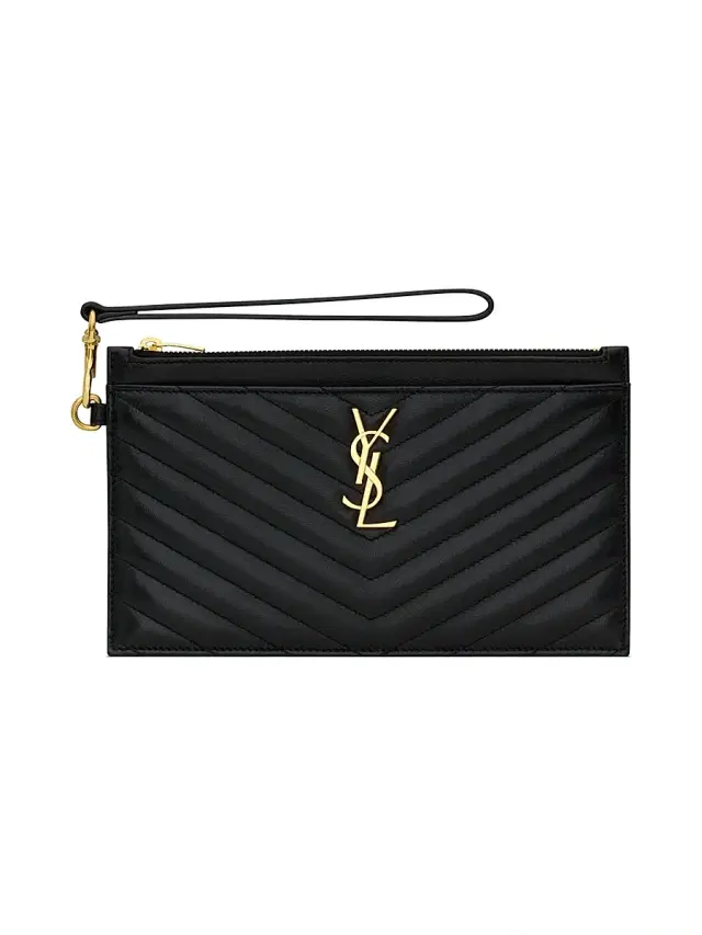 Women's Cassandre Matelassé Large Zipped Pouch In Lambskin - Black