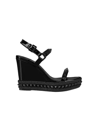 Christian Louboutin Women's Pyraclou 0MM Patent Leather Wedges - Black | Thumbnail 1