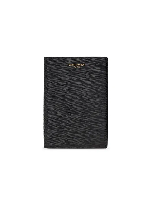 Men's Passport Case In Ripple Embossed Leather - Black