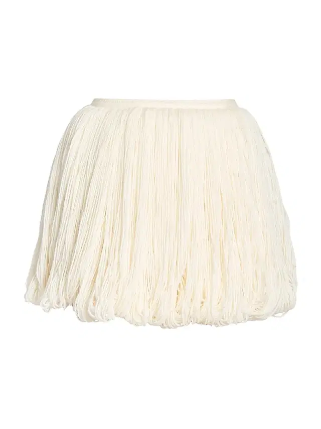 Women's Fringes Wool Miniskirt - Blanc Casse