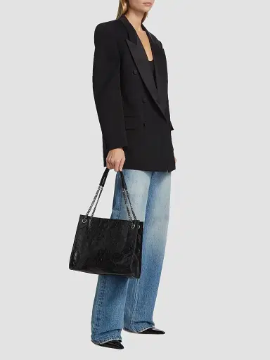Saint Laurent Women's Niki Medium Shopping Tote Bag in Crinkled Vintage Leather - Nero | Thumbnail 2