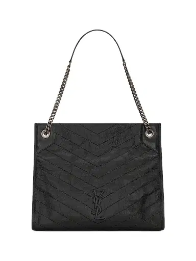 Saint Laurent Women's Niki Medium Shopping Tote Bag in Crinkled Vintage Leather - Nero | Thumbnail 1