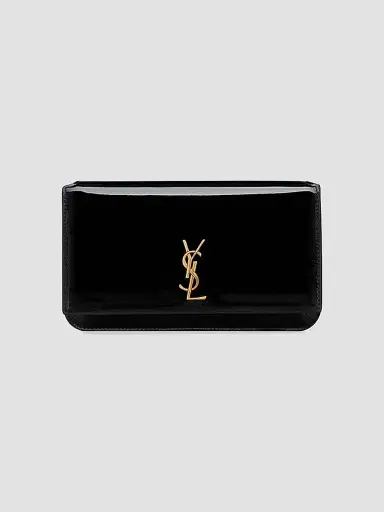 Saint Laurent Women's Cassandre Phone Holder in Patent Leather | Thumbnail 3