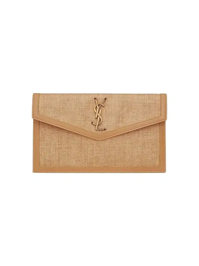Saint Laurent Women's Uptown Pouch in Micro Raffia - Natural Hay