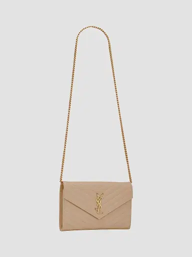 Saint Laurent Women's Classic Cassandre Chain Wallet in Grain De Poudre Leather - Seasalt | Thumbnail 7 Saint Laurent Women's Classic Cassandre Chain Wallet in Grain De Poudre Leather - Seasalt | Thumbnail 7