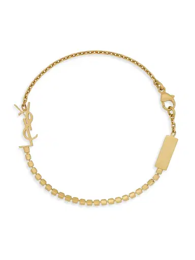 Saint Laurent Women's Cassandre Charm Bracelet in Metal and Rhinestone - Crystal Gold | Thumbnail 2 Saint Laurent Women's Cassandre Charm Bracelet in Metal and Rhinestone - Crystal Gold | Thumbnail 2