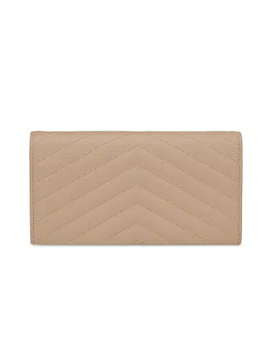 Saint Laurent Women's Monogram Matelassé Leather Flap Wallet - Dark Beige | Thumbnail 4 Saint Laurent Women's Monogram Matelassé Leather Flap Wallet - Dark Beige | Thumbnail 4