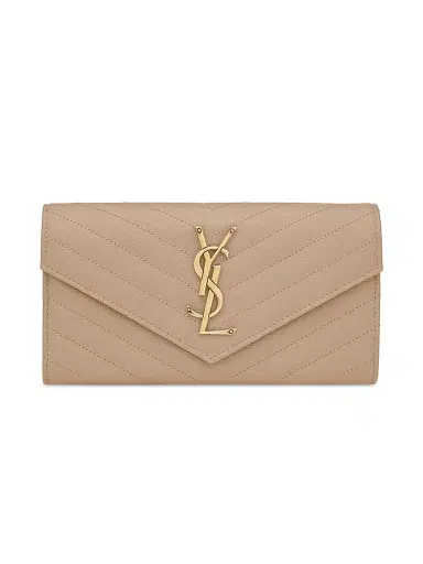 Saint Laurent Women's Monogram Matelassé Leather Flap Wallet - Dark Beige | Thumbnail 1 Saint Laurent Women's Monogram Matelassé Leather Flap Wallet - Dark Beige | Thumbnail 1
