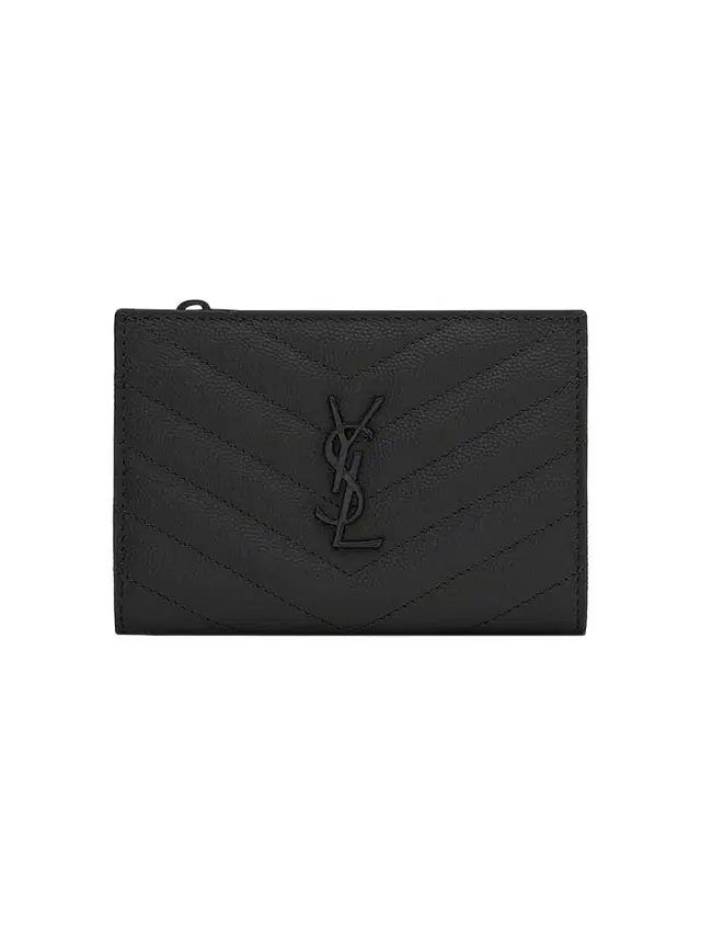 Saint Laurent Women's Cassandre Matelasse Fragments Zipped Bi-fold Wallet - Nero