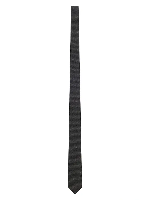 Men's Striped Tie in Silk and Viscose - Black Light Grey