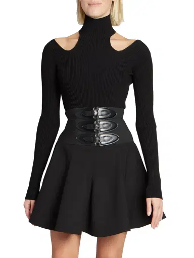 Alaïa Women's Long-Sleeve Cut-Out Bodysuit - Black | Thumbnail 2 Alaïa Women's Long-Sleeve Cut-Out Bodysuit - Black | Thumbnail 2