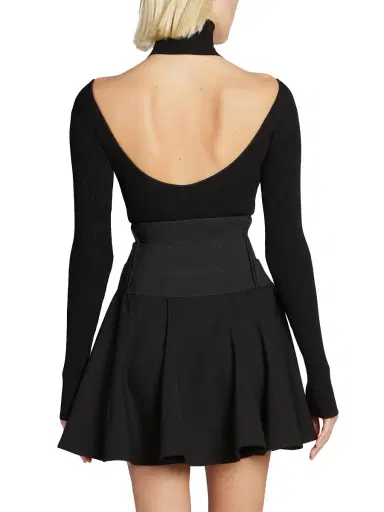 Alaïa Women's Long-Sleeve Cut-Out Bodysuit - Black | Thumbnail 4 Alaïa Women's Long-Sleeve Cut-Out Bodysuit - Black | Thumbnail 4