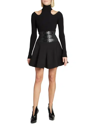Alaïa Women's Long-Sleeve Cut-Out Bodysuit - Black | Thumbnail 1 Alaïa Women's Long-Sleeve Cut-Out Bodysuit - Black | Thumbnail 1