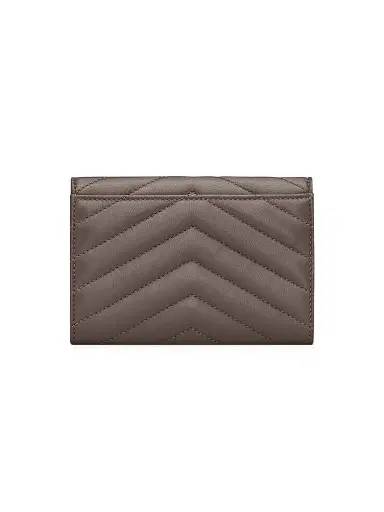Saint Laurent Women's Cassandre Matelassé  Envelope Wallet in Lambskin - Urban Grey | Thumbnail 4